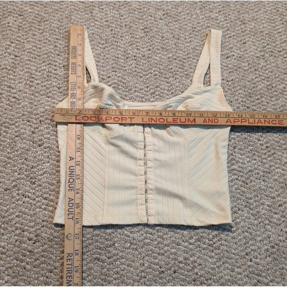 Free People Intimately Serenity Corset Cami Womens Small Yellow Ribbed Festival